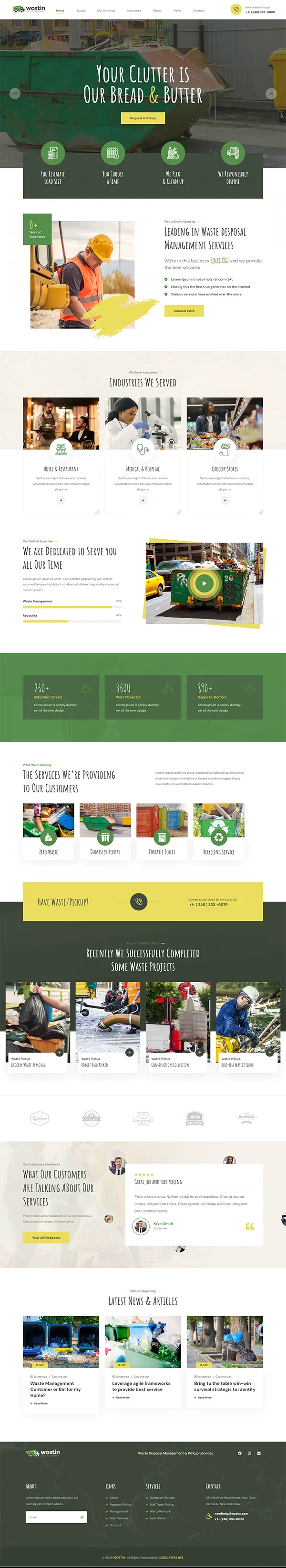 Wostin - Joomla 6 Waste Pickup and Disposal Services Template